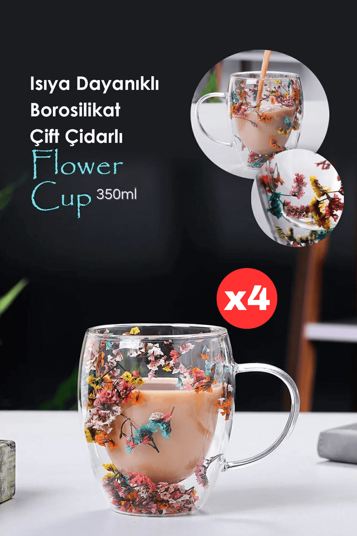 4 FleurGlass™ - L'élégance naturelle dans une tasse