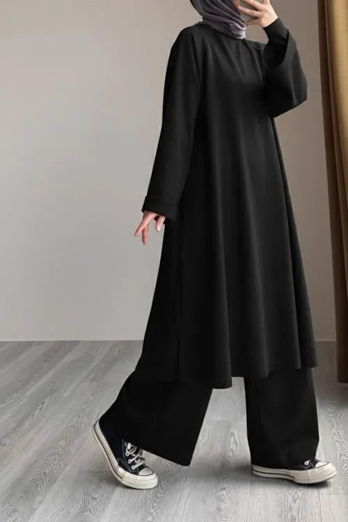 طقم محتشم بقميص طويل بتصميم حديث