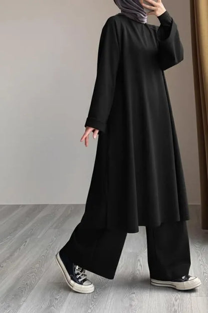 طقم محتشم بقميص طويل بتصميم حديث