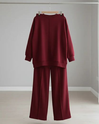 طقم نسائي قطعتين محتشم – سويتشيرت وبنطال واسع