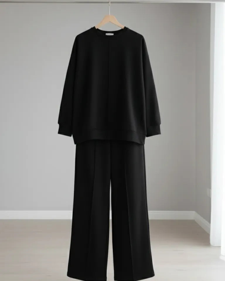 طقم نسائي قطعتين محتشم – سويتشيرت وبنطال واسع